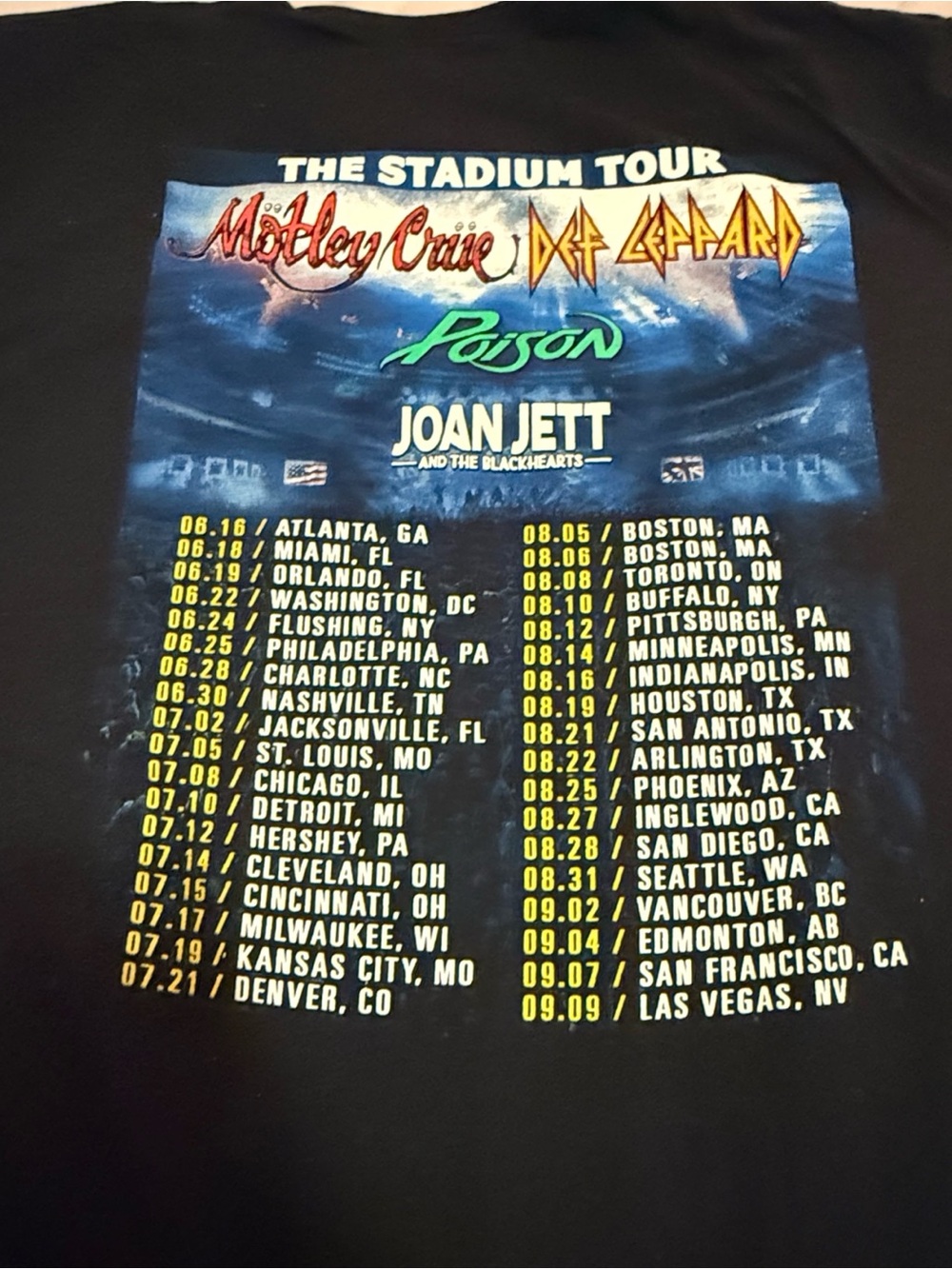 Motley Crue, Def Leppard, Poison, Joan Jett Concert tee - 2022 The Stadium Tour - Picture 5 of 5